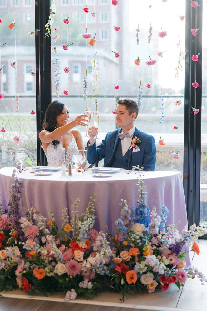 wedding sweetheart table at wedding reception