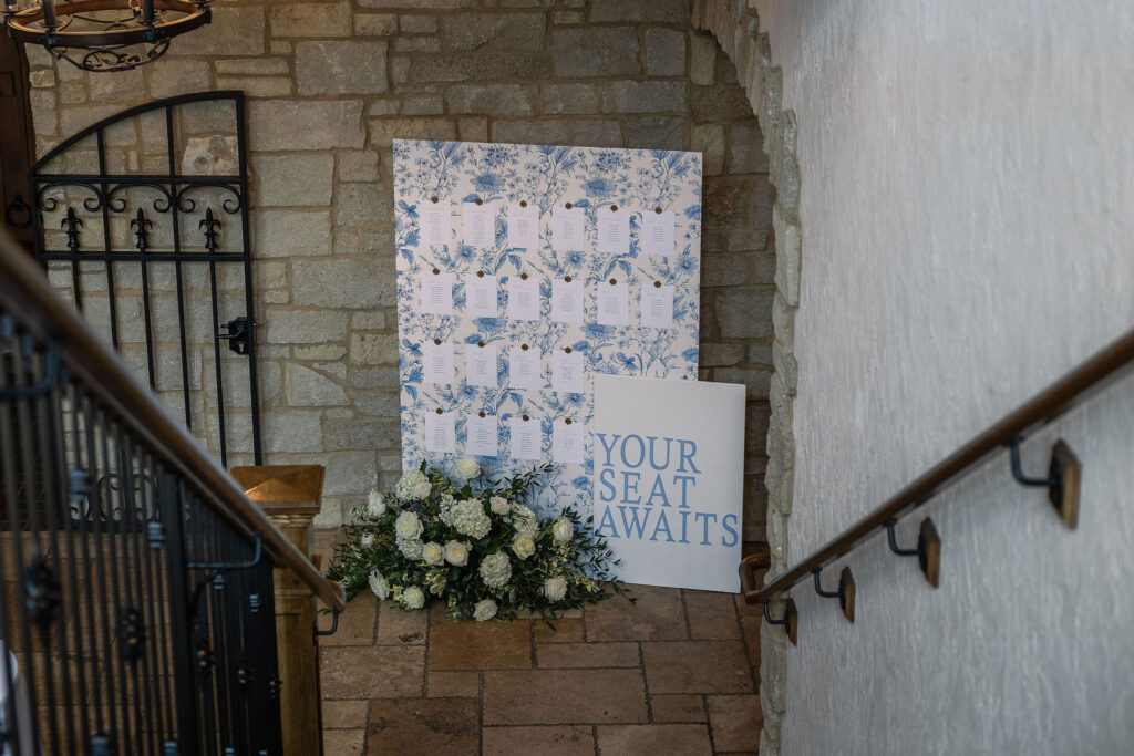 luxury seating chart with luscious floral display