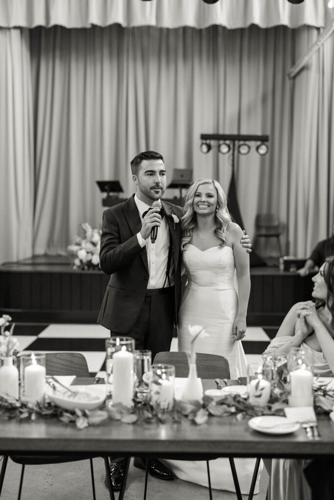 bride and groom thank you toast from the head table
