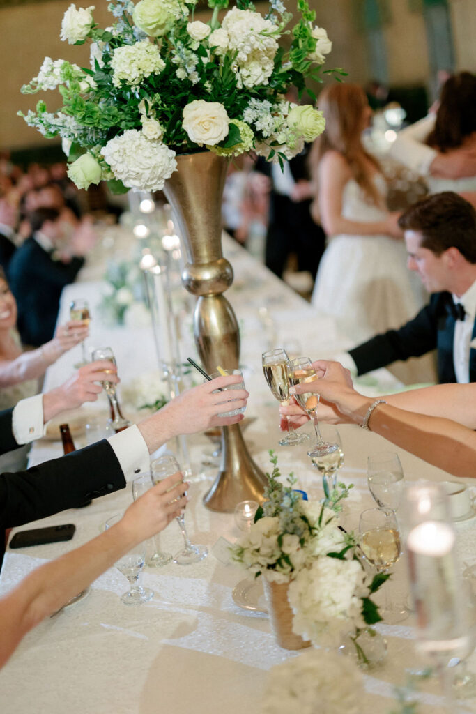 Guests cheers under Union Station Hotel Wedding Room