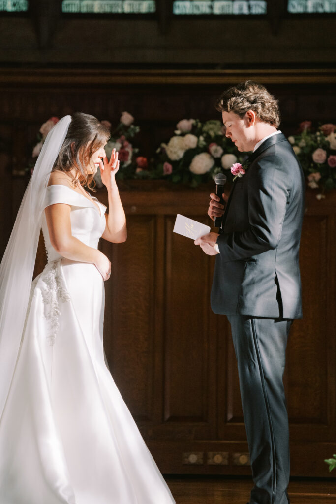 bride and groom vows at Graham Chapel Saint Louis