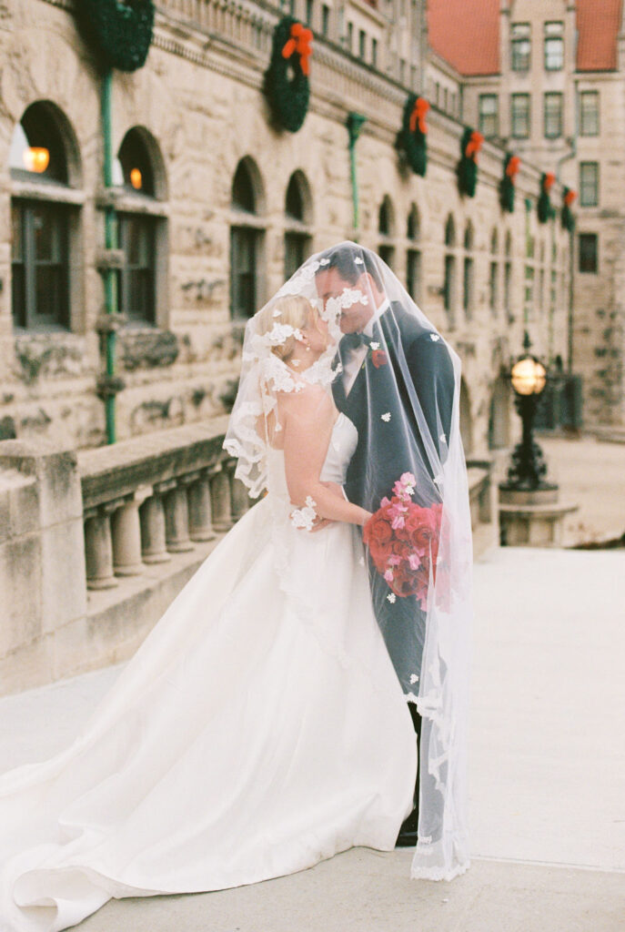 St Louis Union Station bride and groom
