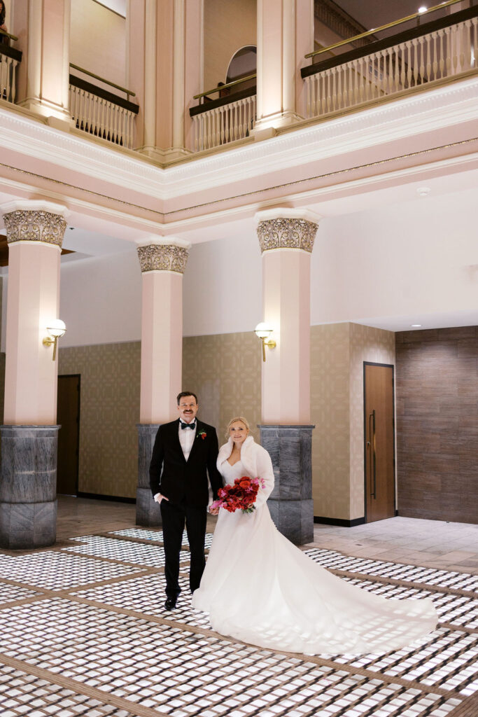 St Louis Union Station bride and groom